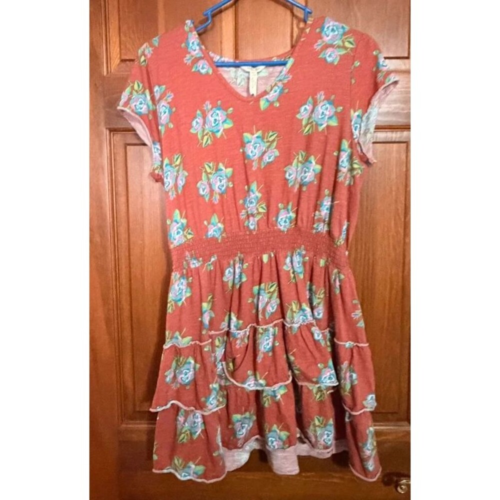 Matilda Jane Womens Looks to Frill Dress Orange Pink Floral Tiered Large